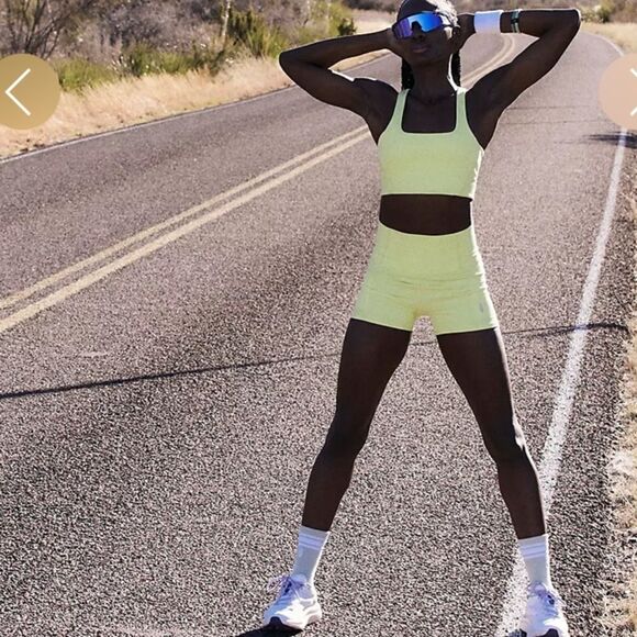 FP Movement Never Better Running Biker Shorts W Pockets NWT Sour Citrus Neon - Picture 2 of 5